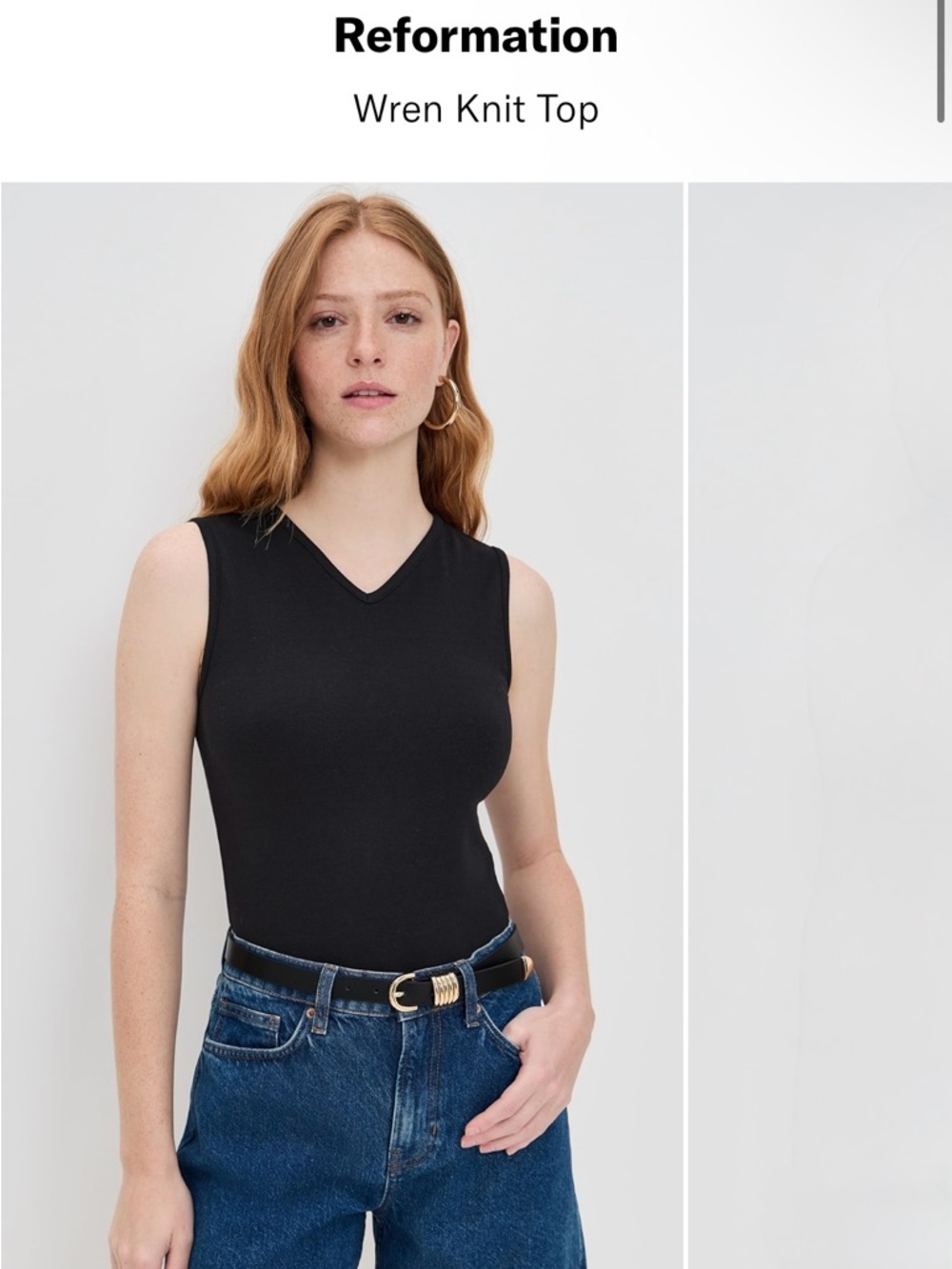 Reformation Wren Knit Tank in Black size XL women new W/o tags V nec top black